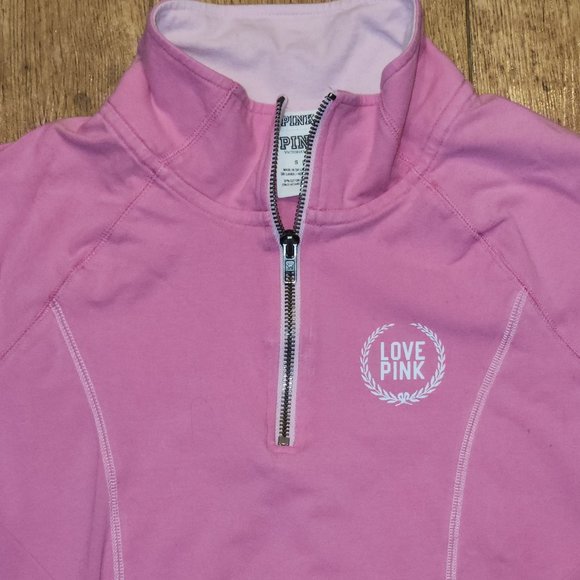 PINK VICTORIA'S SECRET Quarter 1/4 Zip Pink Sweatshirt - Small - Picture 3 of 6